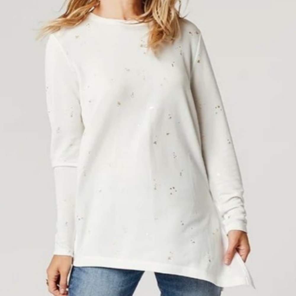 CARVE DESIGNS Vanilla & Gold Devon Tunic Top XL